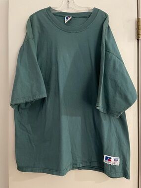 Vtg Russell Athletic teal green oversized tee high cotton Size L